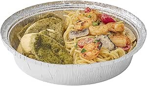 Restaurantware Foil Lux 36 Ounce Aluminum Food Containers 100 Round Aluminum Pans - Lids Sold Separately Heavy Weight Silver Aluminum Pie Plates For Storing Baking And Meal Prep