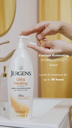 Unlock 48 hours of luminous, well-hydrated skin with Jergens Ultra Healing Moisturizer! Who needs this right about now? 🙋‍♀️ | Jergens Caribbean