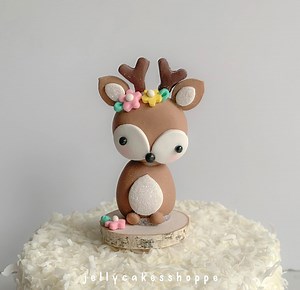 Woodland Deer Cake Topper for Girl, Girl Deer Topper, Woodland Baby Shower, Baby's 1st Birthday, Polymer Clay Deer, Nonedible Cake Decor - Etsy Canada
