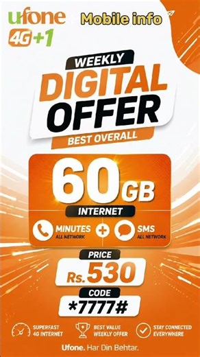 *How to Activate Ufone Weekly Digital Offer | 60GB Internet Code 7777#ufone