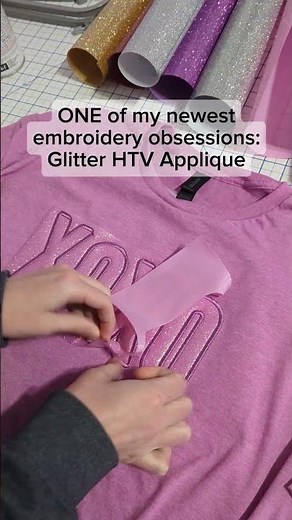 Glitter HTV Embroidery Applique - So fun and easy to do! #embroiderymachine