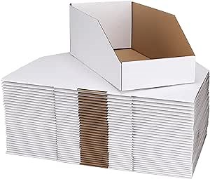 ZBEIVAN Cardboard Storage Bins Boxes 35 Packs 12x6x4.5 Inches, Easy Assembly Pantry Organizer Bins for Shelf, White