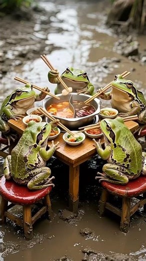 5 toads eating hot pot in the field..#shortvideo #youtubeshorts #viralshorts #fyp #terndingshort