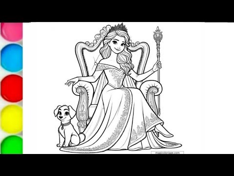 How to draw Elsa from Frozen, Disney princess Elsa drawing, Elsa Frozen movie colouring page