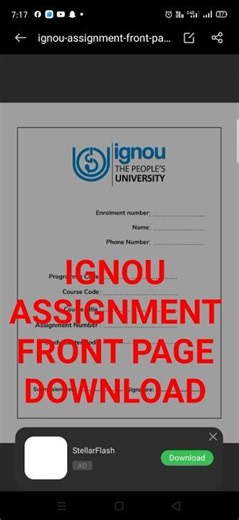 IGNOU💥ASSIGNMENT🔥 FRONT PAGE 💯DOWNLOAD 💥🔥