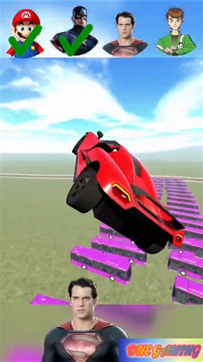 Mario ⚪ Captain America 🔵 Superman 🔴 Ben 10 🟢 - Epic Mega Jump! 💥 #shorts #indianbikesdriving3d