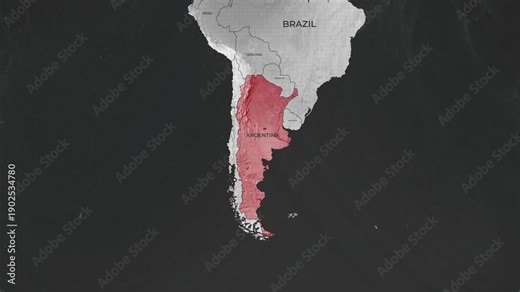 geographical map of argentina highlighting its territorial boundaries and surrounding regions in south america visually