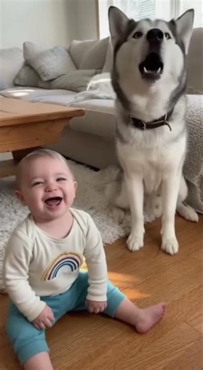Howling Duet – Baby and Husky’s First Song #aianimals #animals #wildlife