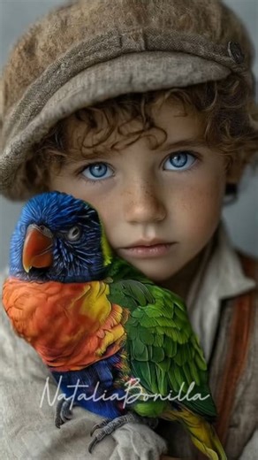 Hello everyone! I want to share a special story with you. A girl who rescues birds on a Pacific island asked me to create a video of a child with a parakeet as a tribute to her beloved bird that had passed away. I was moved by her request and decided to make a short video for her. I enjoyed the result so much that I decided to create more videos of children with birds. Here is the result of my work. I know I still need to work on the expressions to make them more natural, but as always, I like t