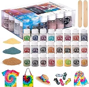 Tie Dye Powder, 24 Colors DIY Tie Dye Powder Bottled Fabric Dye for Large Groups, Tie Dye Kits for Kids Adults, Shirts, Clothing Group Craft Arts Party Supplies(24Bottles,10G Per Bottle)