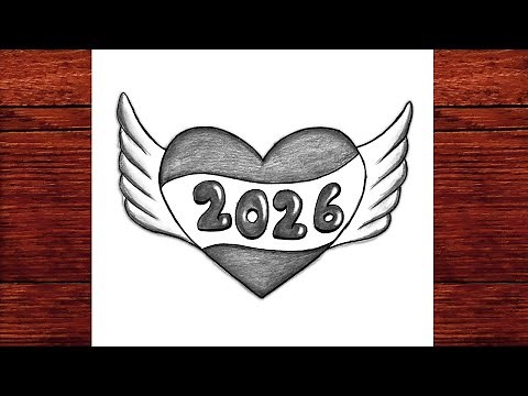 Happy New Year 2026 Drawing | Easy Step by Step Pencil Tutorial