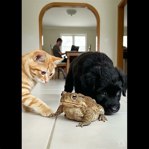 This Kitty Thinks This Toad Is a Living Toy! #cat #dog #curiosity #toad