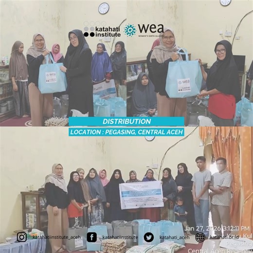 Katahati Institute on Instagram: "Post-Disaster Basic Needs Fulfillment through the Provision of Clean Water and the Distribution of Medicines, Reproductive Health Supplies, and Essential Items for Infants and the Elderly with @womensearthalliance As part of post-flood recovery efforts in Sumatra, the *Disaster Relief (Floods in Sumatra)* program distributed basic needs packages to 12 beneficiary families affected by the disaster in Pegasing, Central Aceh. This assistance aims to ensure that the