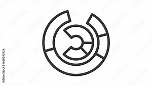 Animated radial chart line icon. Rotating circular bar chart animation. Trend analysis. Statistical data. Loop HD video with alpha channel, transparent background. Outline motion graphic