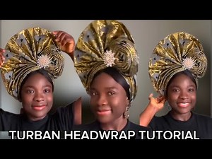 How to Tie Quick & Easy Turban Headwrap Using DAMASK FABRIC || Tutorial