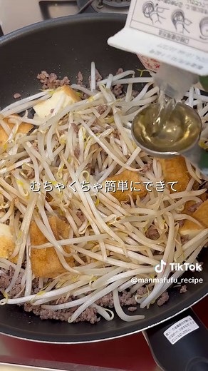 厚揚げと豚ひき肉のもやし炒めレシピ