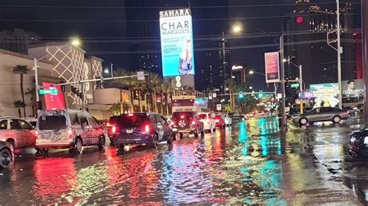 Storm drenches Las Vegas Strip, damages ceilings in some resorts