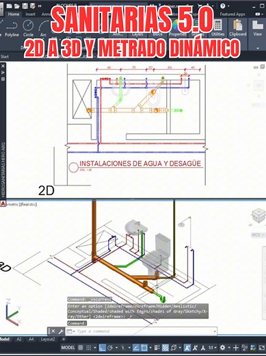 Instalaciones Sanitarias 5.0 en AUTOCAD: Metrado Dinámico
