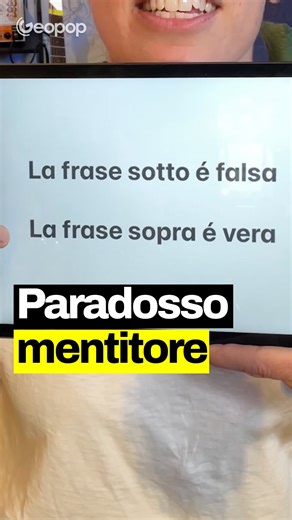 Geopop on Instagram: "“Sto mentendo” è il paradosso più antico della storia. Se dico di mentire, infatti, e dico la verità, allora sto dicendo una cosa falsa. Ma vero e falso non possono coesistere!"