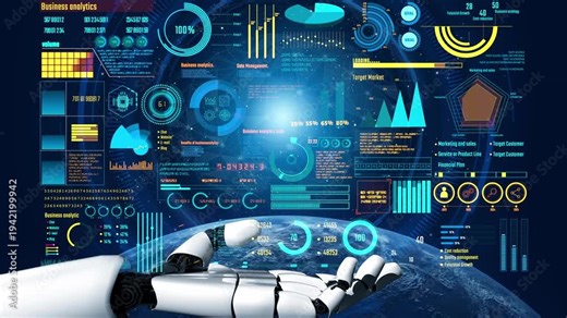 AI artificial intelligence drives data analytics with predictive models, smart dashboards, and virtual assistant insights for data-driven business decisions.