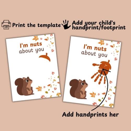 Squirrel Template | Fall Handprint Craft | Fall Craft | Fall Activities Kids
