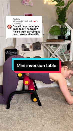 Replying to @MinaminSurvivalHacks🍉 @Dr. Erin Cooper Living with scoliosis means I’m constantly looking for ways to decompress and find relief from that daily stiffness. And yes,it hits your upper back too, bc that’s the place I need in most since my upper curve is 35 degrees. This mini inversion table has been a total game-changer for my posture—it literally feels like I’m gaining my height back every time I use it. ☁️ I love that it’s compact enough for my space and didn’t break the bank like 