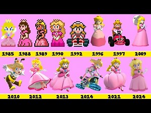 Evolution of Princess Peach in Super Mario Games Fan Mod Games And Mario Kart Games (1996-2024)