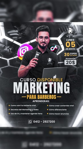 Diseño de Flyer para Barbería: Curso de Marketing