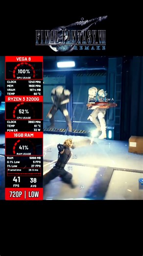 Final Fantasy VII Remake on Ryzen 3 3200G Vega 8 – Can It Run? #shorts #finalfantasyvii #benchmark
