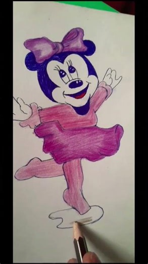 🍁Cartoon Minnie Mouse Drawing #Shorts Video #Art 🍁