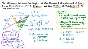 Finding the Diagonal Lengths of a Rhombus given Their Difference and the Rhombus’s Perimeter