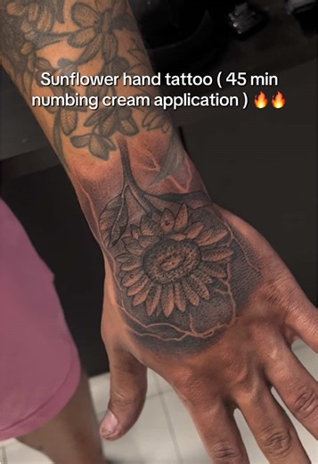 Stunning Sunflower Hand Tattoo Design