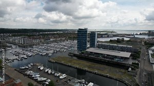 Chatham Maritime Marina River Medway St Marys Island Kent UK drone aerial view