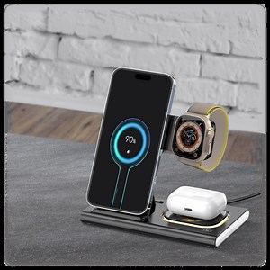 Brookstone 3-in-1 Desktop Wireless Charging Station