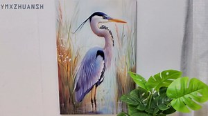 YMXZHUANSH Blue Heron Wall Art Sea Bird Canvas Print Coastal Birds Paintings Beach Egret Artwork for Bathroom Bedroom Decor Frame(Blue 12.00" x 18.00")