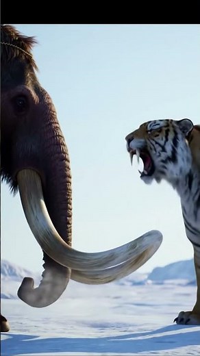 Clash of Ice Age Titans Woolly Mammoth vs Saber Toothed Tiger