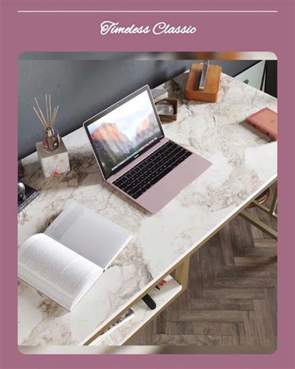 NEW Victory 47'' Wide Metal Engineered Wood Computer Desk with Shelf