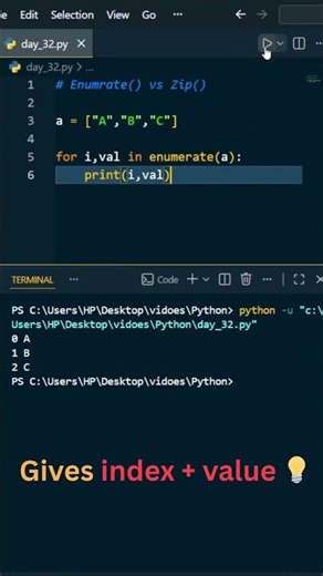 Day 32 — Zip vs Enumerate #shorts