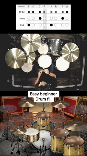 Easy beginner drum fill using 16th notes #drums #beginnerdrums #drumming #drummer #drumfill