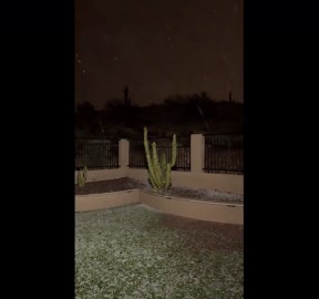 Severe thunderstorm with hail and lightning in Phoenix, Arizona, USA