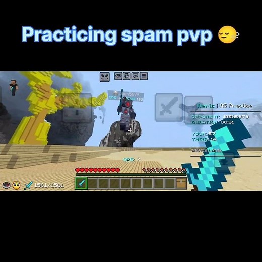 Practicing spam pvp 🥀 #minecraft #mcpe #pvp #shorts #trending