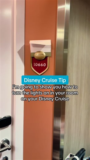 This is how you activate the lights in your stateroom on your Disney Cruise! You can use any card, so if you have a library card or anything else you can slip that into the slot too. #DisneyCruise #DisneyCruiseTips #disneyvacationplanner
