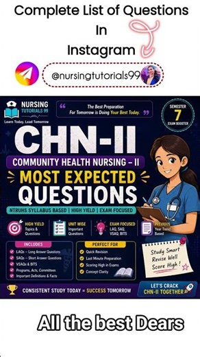 CHN-II Most Expected Questions 2026 🔥 | Semester 7 Community Health Nursing II | NTRUHS Exam Booster