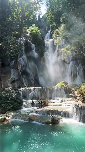 Hidden Paradise in Laos | Kuang Si Waterfalls 🇱🇦💦 #travelbucketlist