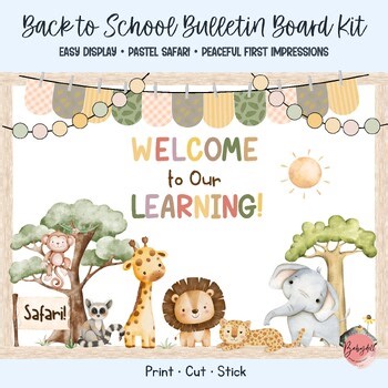 Safari Bulletin Board Kit: Wild About Learning | Jungle Animal Classroom Decor