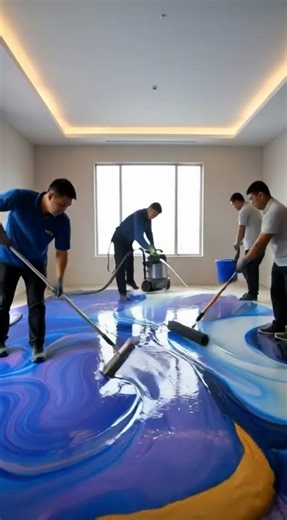 Living Room Epoxy Floor Transformation Multi Color Marble Effect Timelapse #epoxyfloor #diyflooring