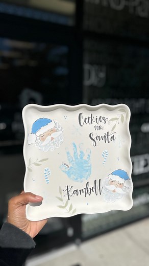 18 reactions | Santa might just leave extra presents for this adorable little plate ✨ Appointments for our Christmas Handprint Designs are live and ready to go! Our Cookies for Santa can be done in Traditional, Blue, and Pink for both Santa’s and Gingerbread   Let us help you create a little extra sparkle this Christmas. We’ll see you soon! 虜 | Painted Peacock | Facebook