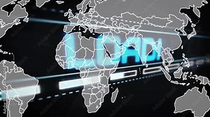 On start world map fading in loading text sliding and bars filling indicating progress