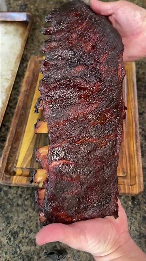 Pretty slab of St. Louis style ribs smoked low and slow. #pork #ribs #bbq