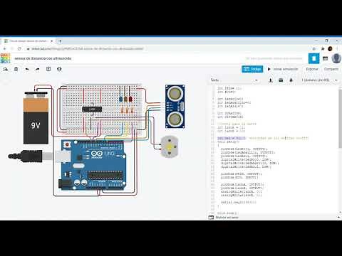 sensor de distancia con motor cc Tinkercad
